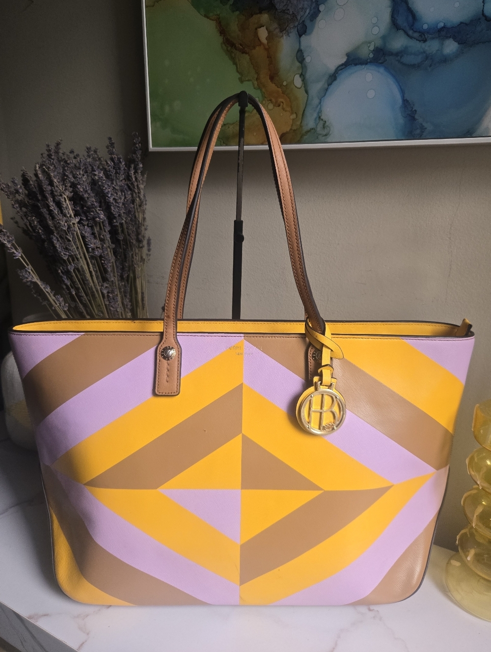 GUC Henri Bendel West 57th Saffiano Leather Tote Bag